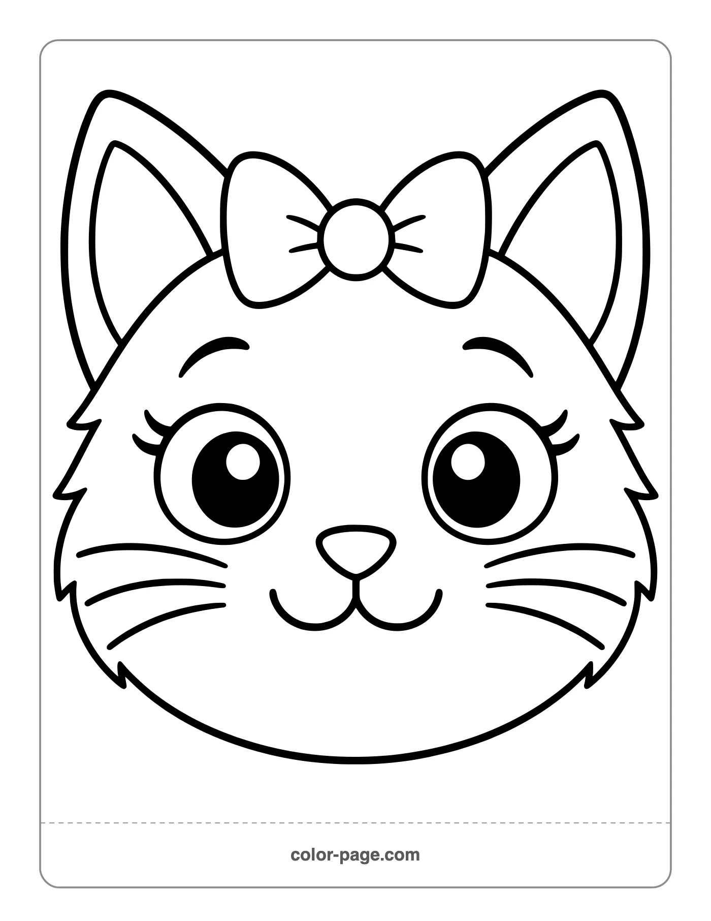 Big friendly black cat face coloring page