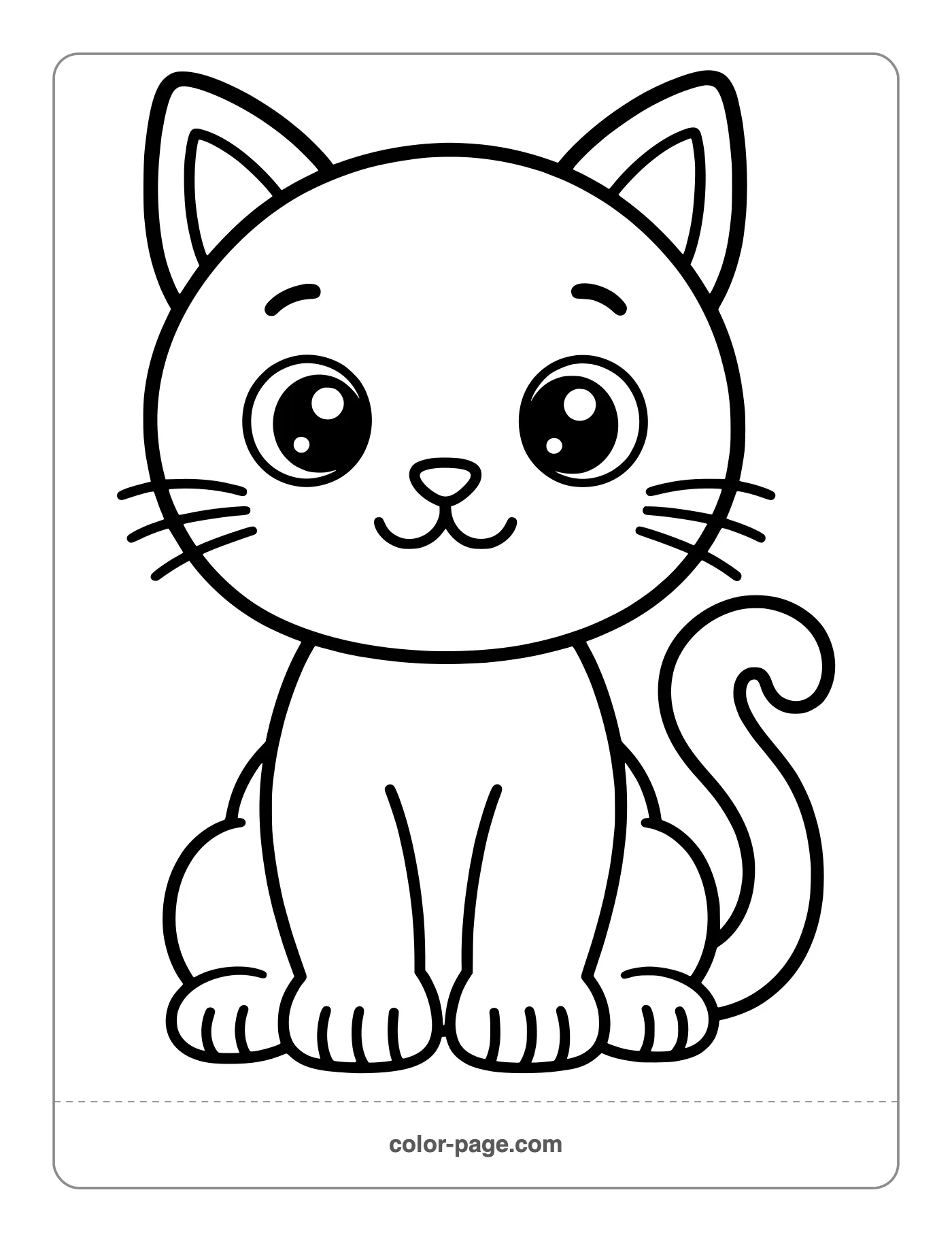 Simple big sitting black cat coloring page for toddlers