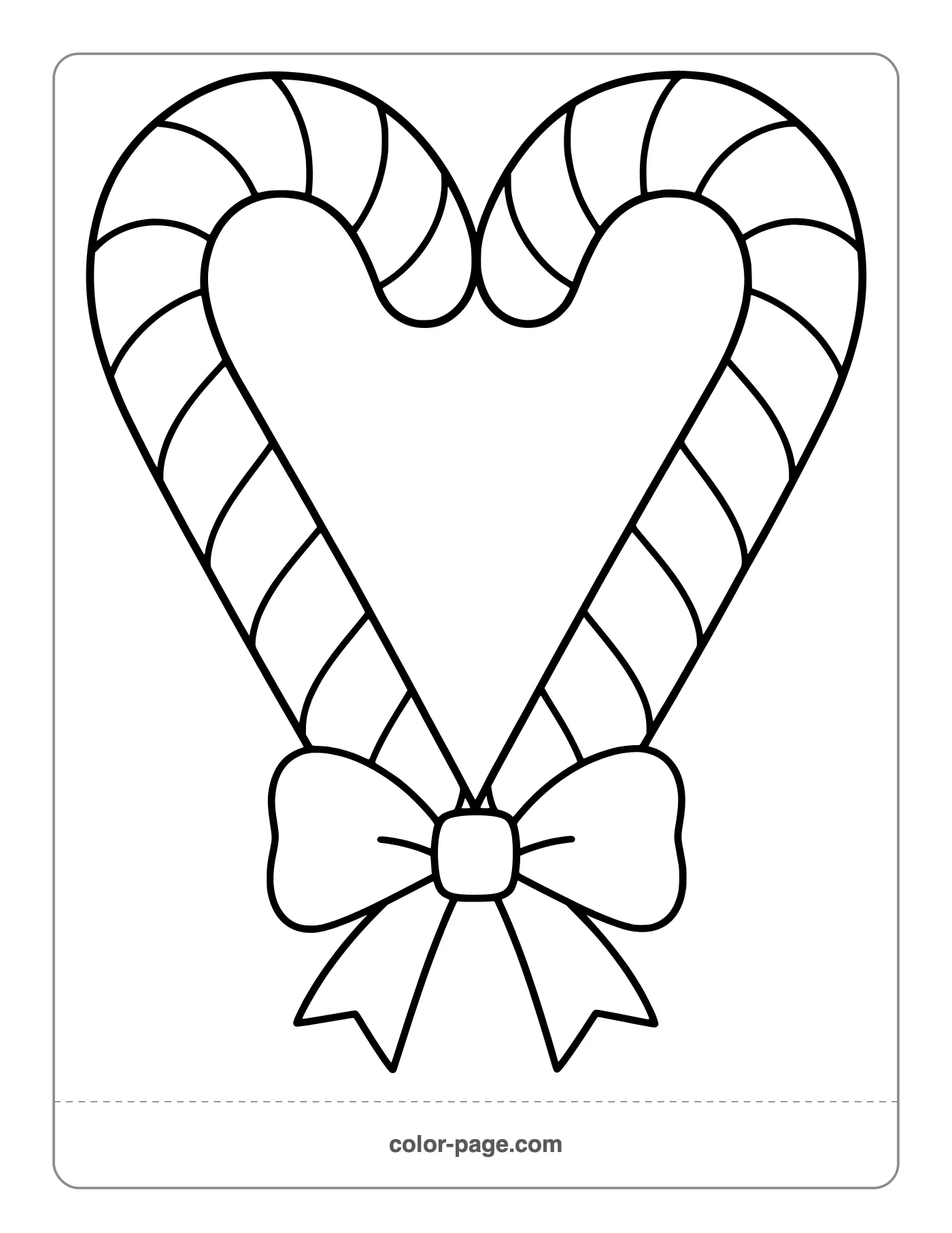 Two candy canes making a heart shape coloring page