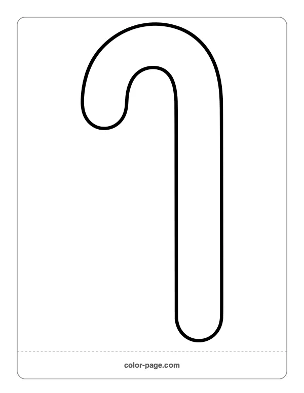 Blank candy cane outline to decorate coloring page