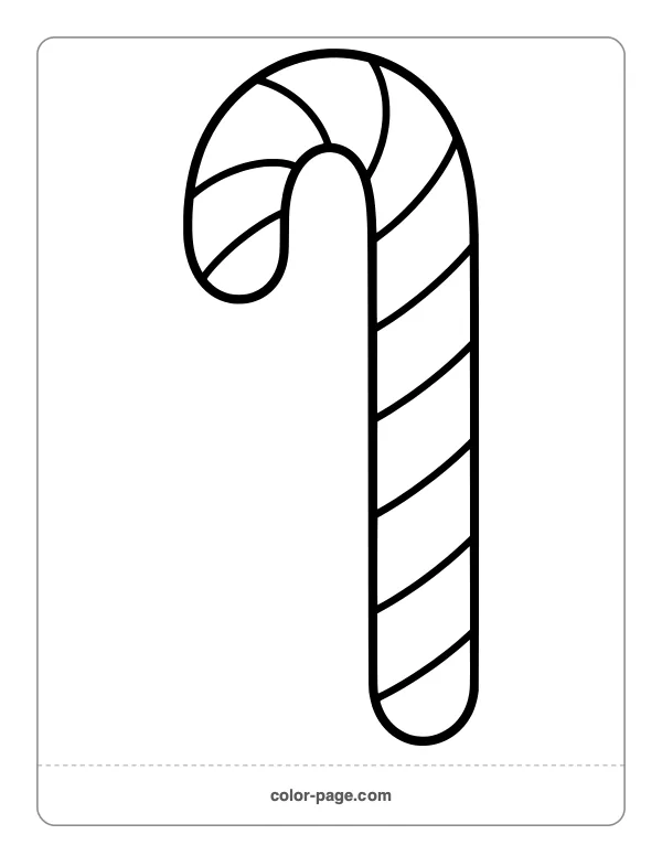 Simple big candy cane coloring page for toddlers