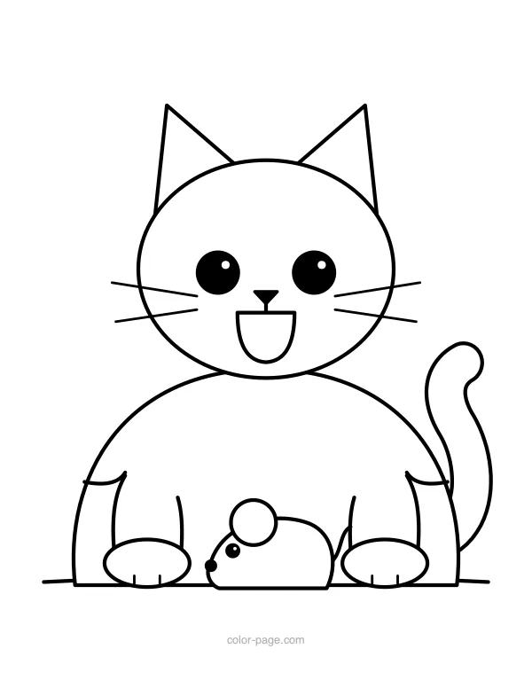 Cat playing with a toy mouse coloring page
