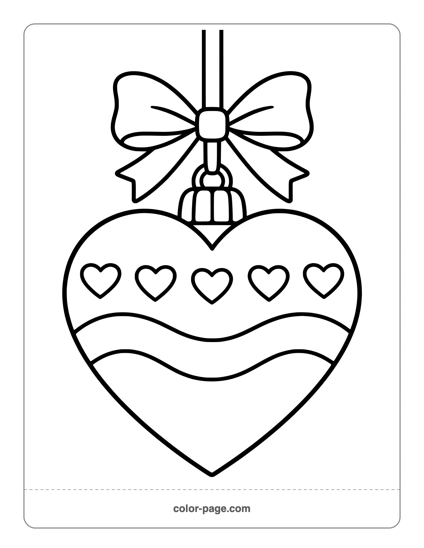 Heart shaped Christmas ornament coloring page
