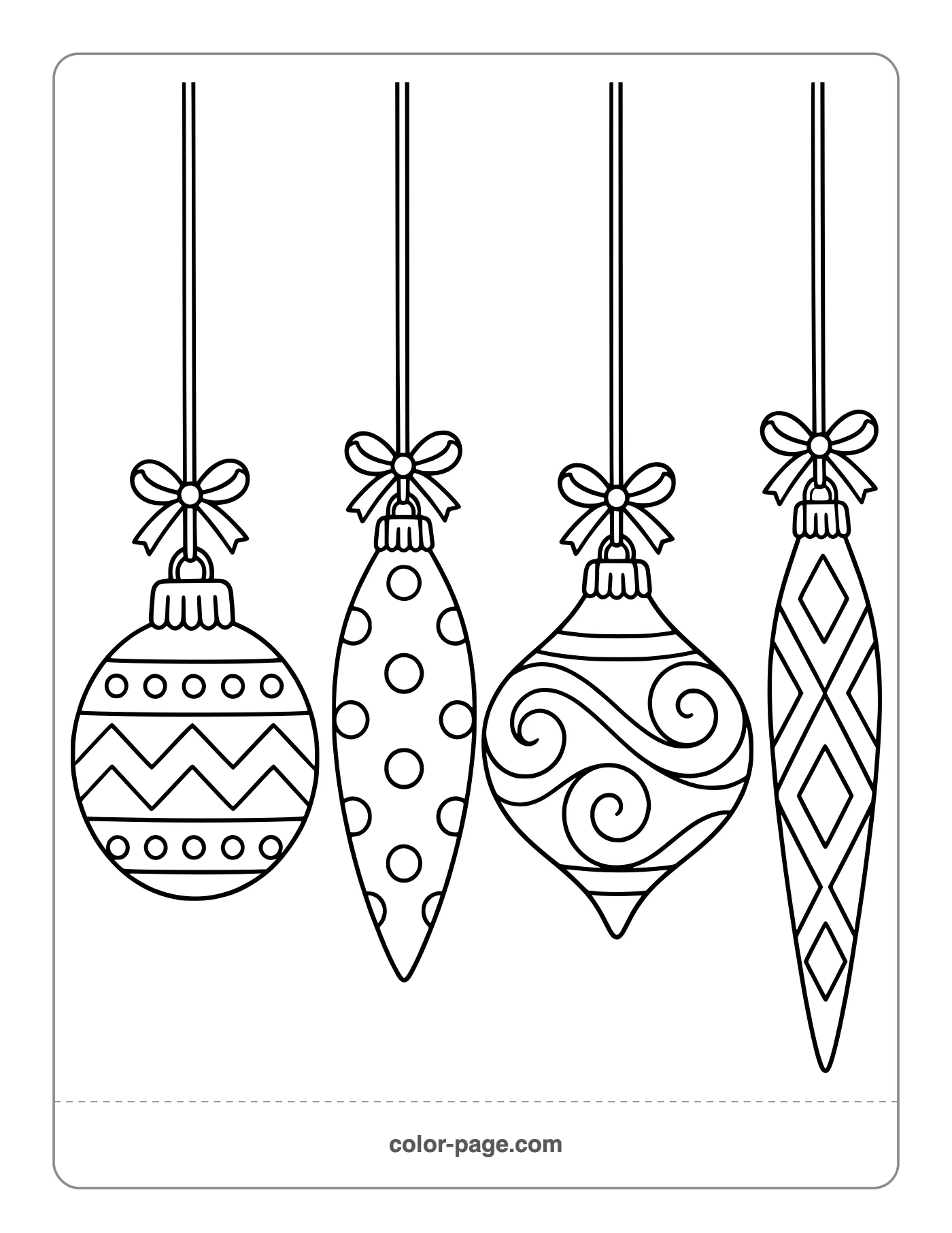 Christmas ornaments with patterns coloring page