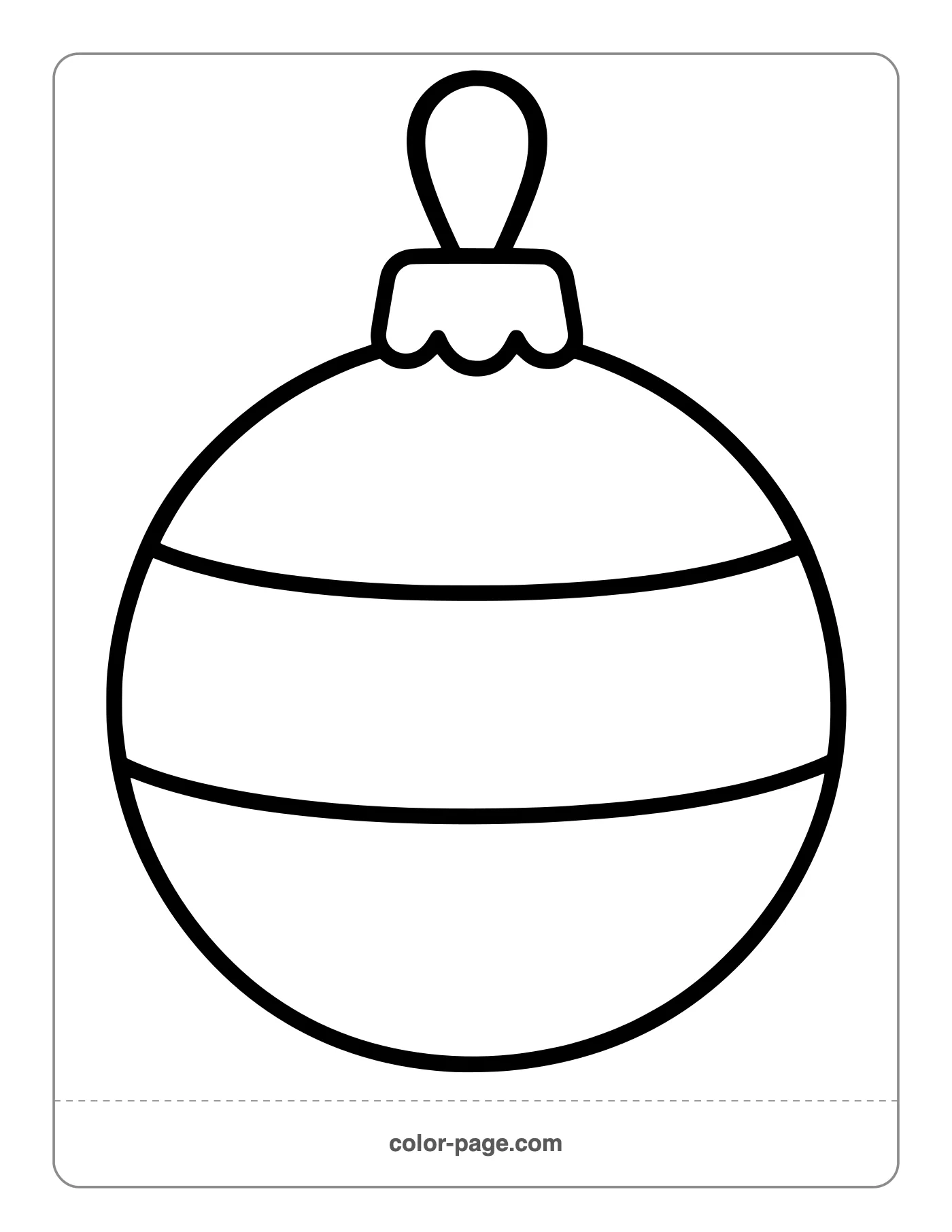 Simple big round Christmas ornament coloring page for toddlers