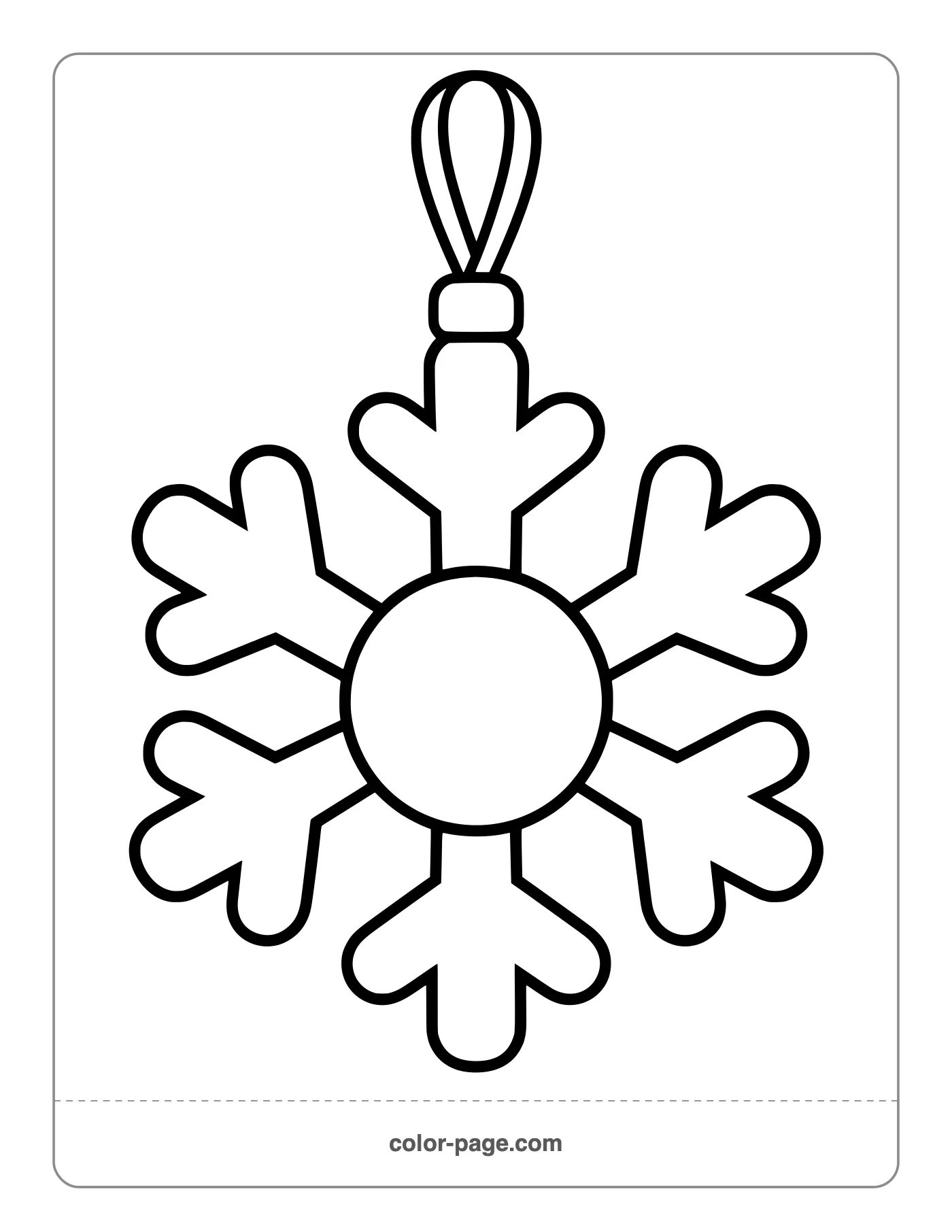 Snowflake Christmas ornament coloring page