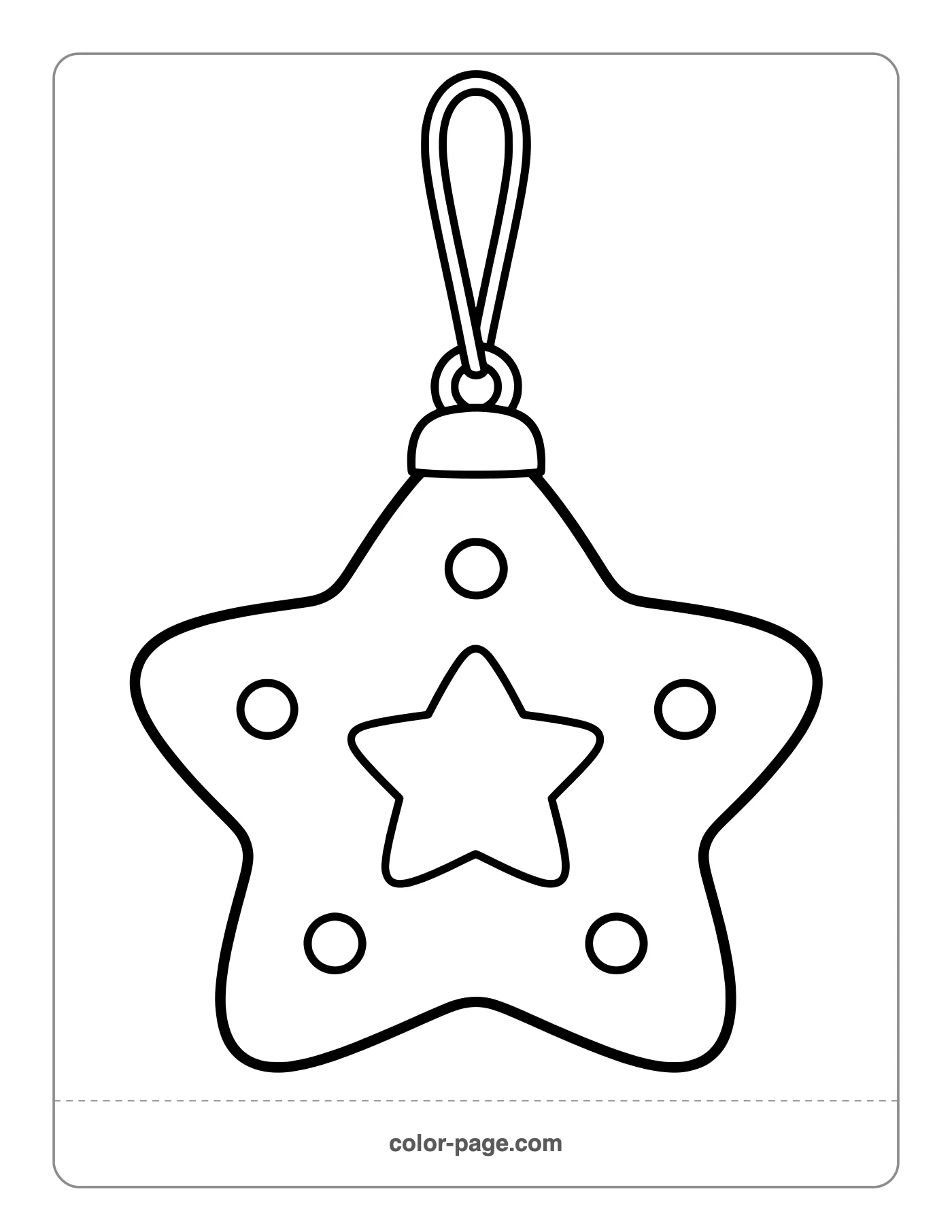 Hanging star Christmas ornament coloring page