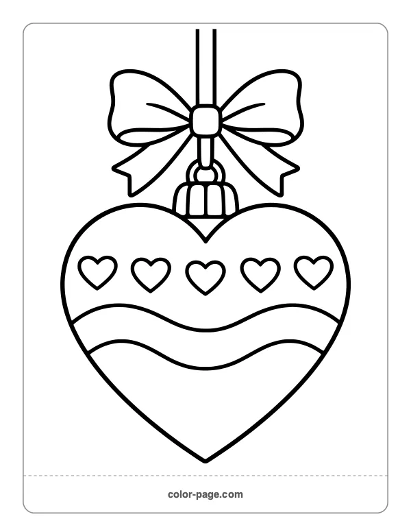 Heart shaped Christmas ornament coloring page