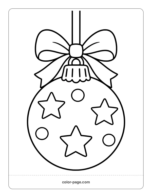 Christmas ornament with a ribbon bow coloring page