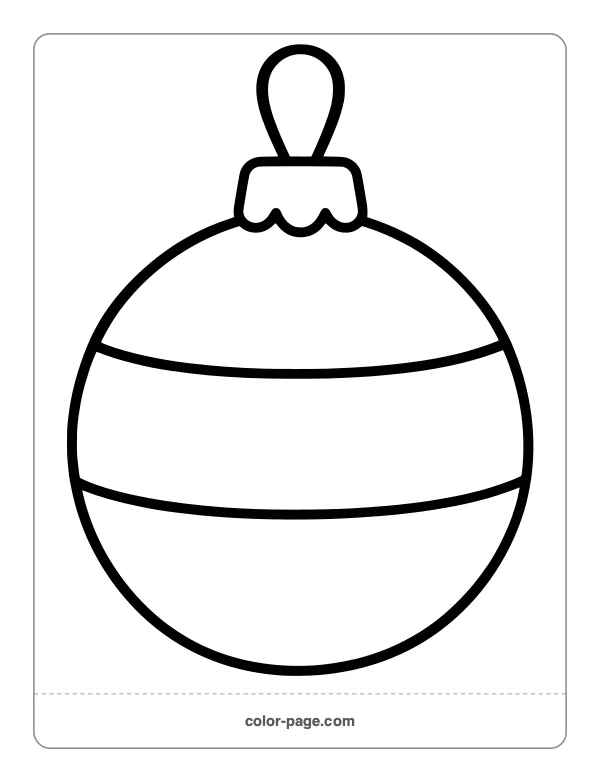 Simple big round Christmas ornament coloring page for toddlers