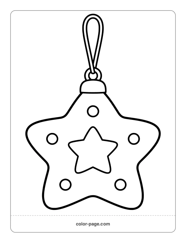 Hanging star Christmas ornament coloring page