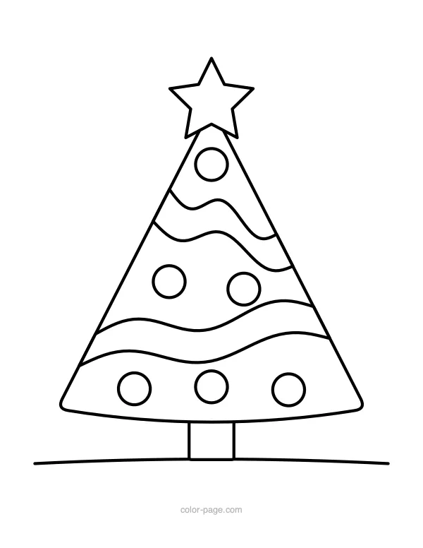 Christmas tree wrapped in wavy garland coloring page