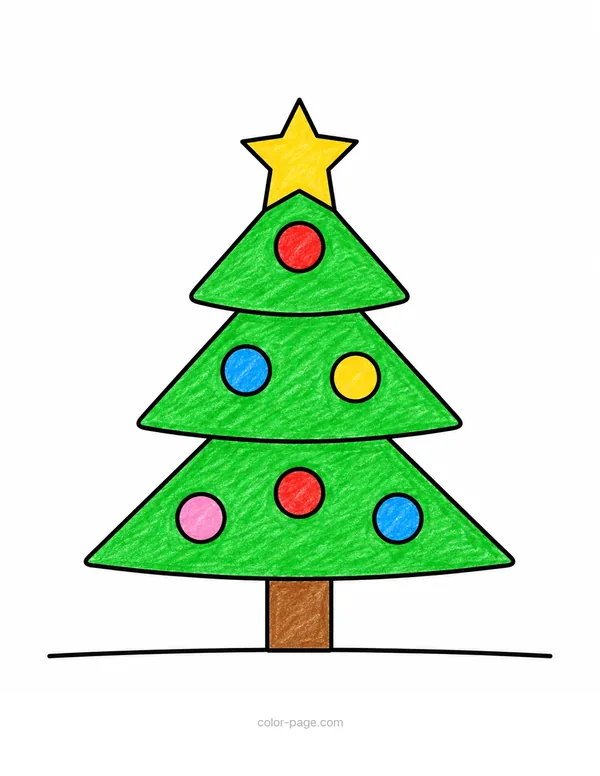 Christmas Tree coloring page, colored in