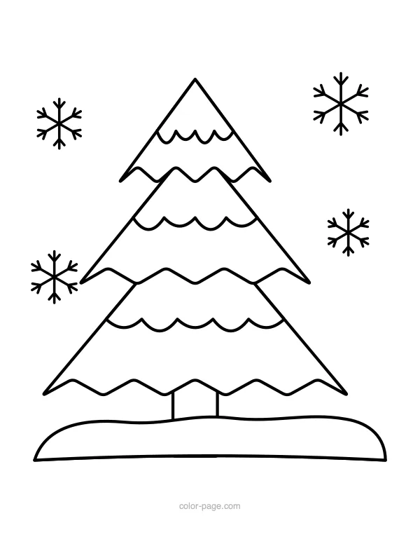 Pine tree covered in snow coloring page