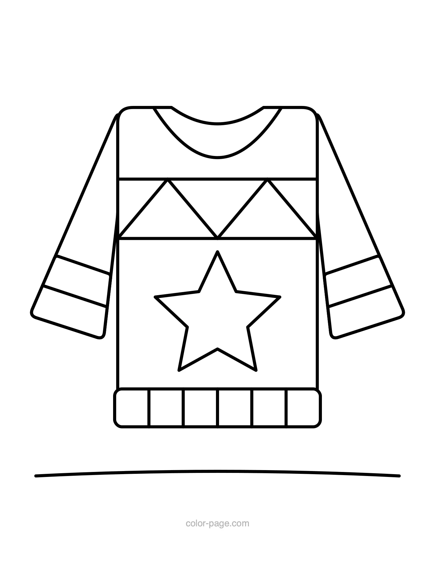 Cozy Christmas sweater with a star coloring page