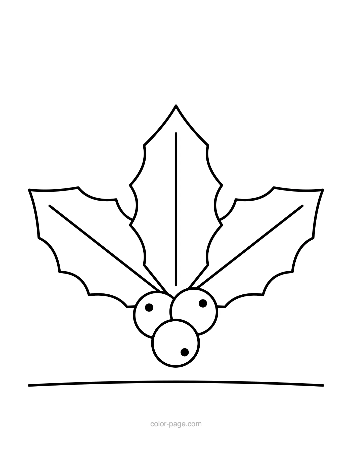Holly leaves with round berries coloring page