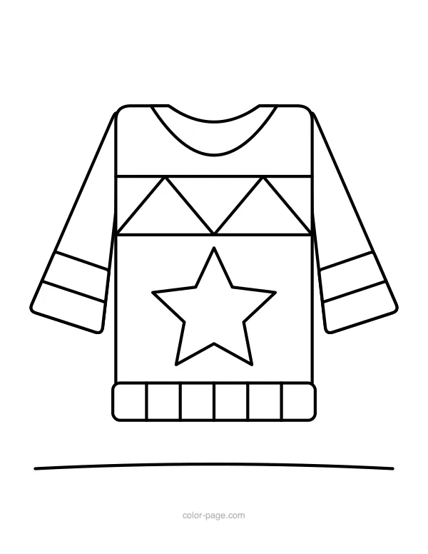 Cozy Christmas sweater with a star coloring page
