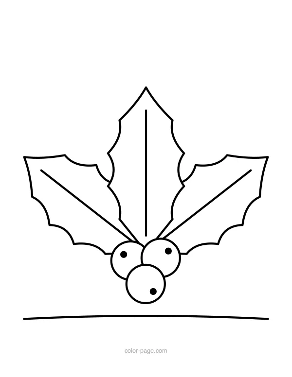 Holly leaves with round berries coloring page