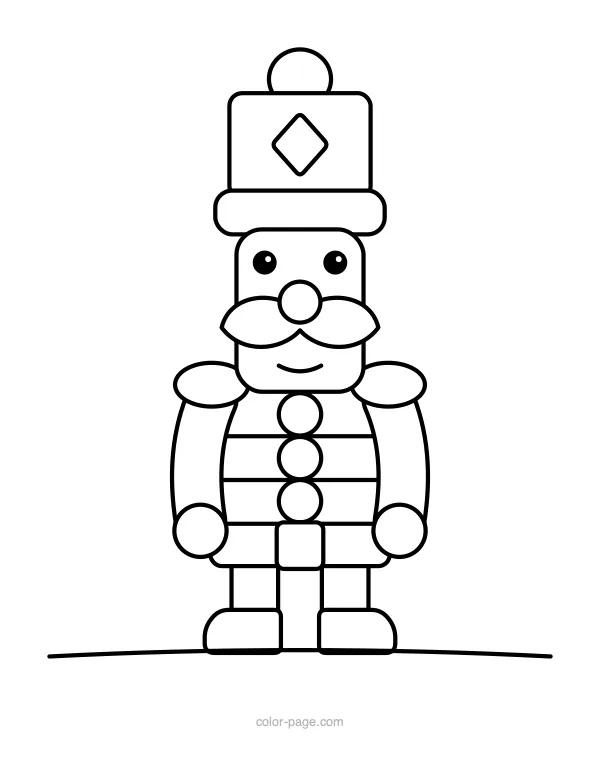 Friendly nutcracker toy soldier coloring page