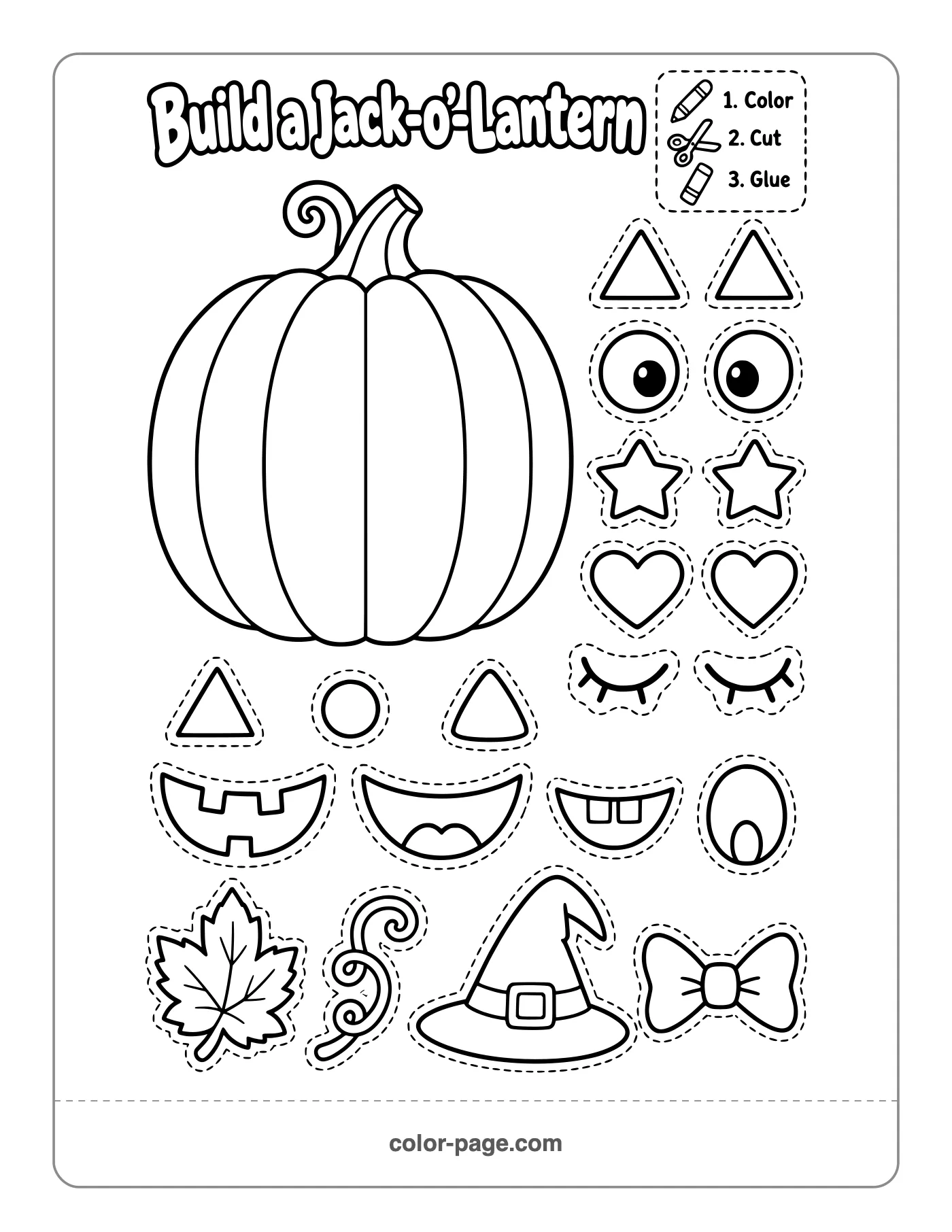 build a jack-o-lantern cut and paste activity with eyes, noses and mouths