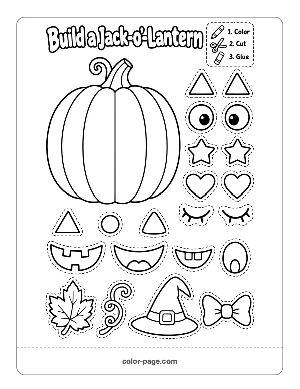 build a jack-o-lantern cut and paste activity with eyes, noses and mouths