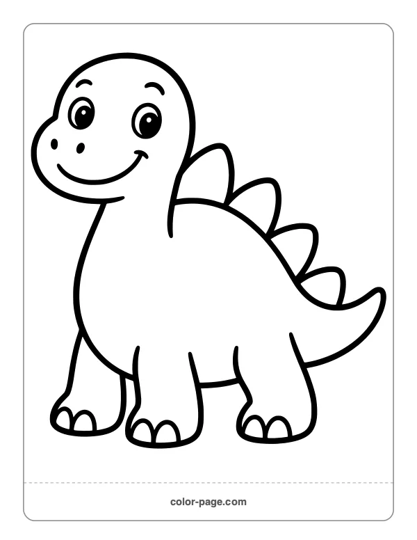 Simple cute dinosaur coloring page for toddlers