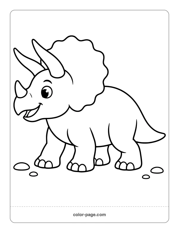 Triceratops with three horns and a frill coloring page