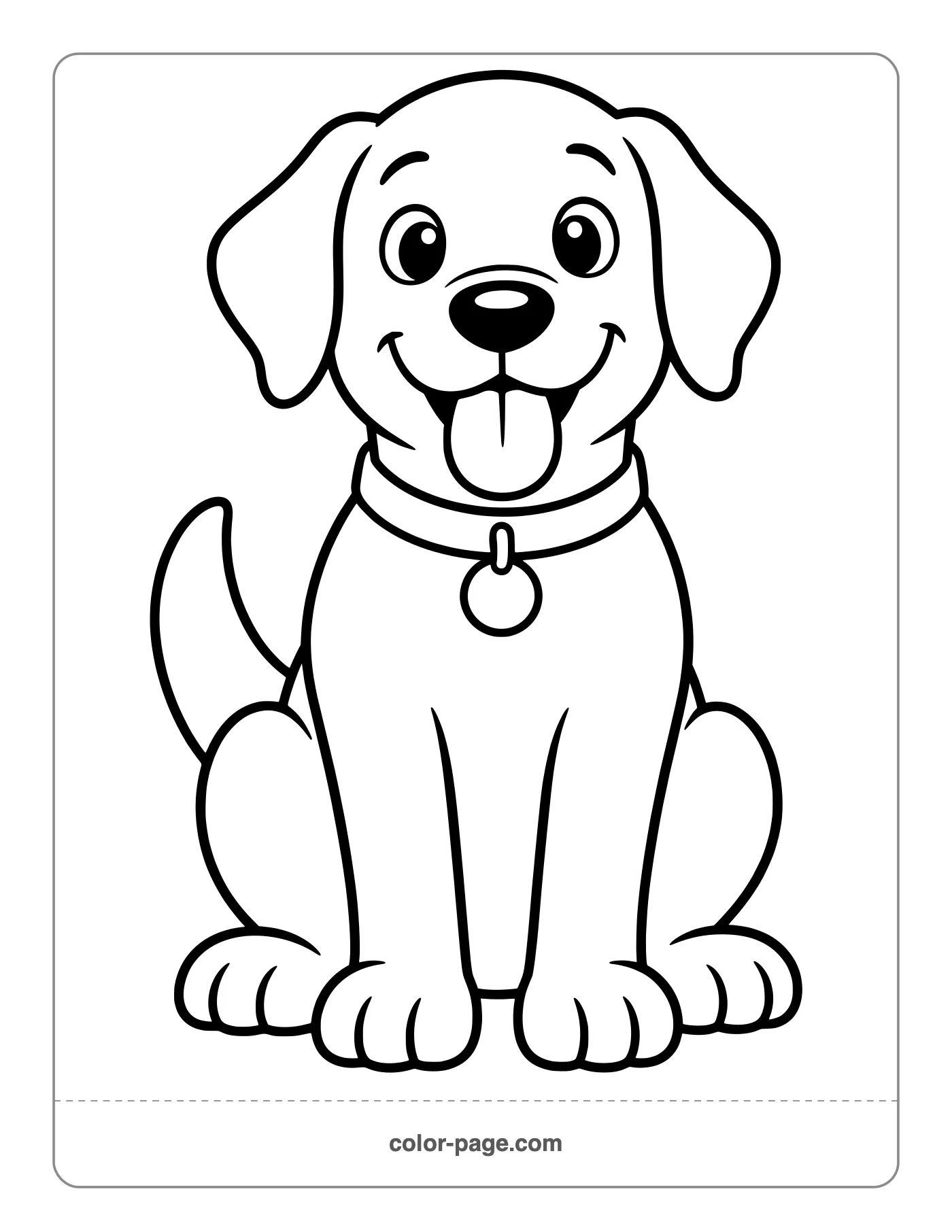 Simple sitting dog coloring page for toddlers