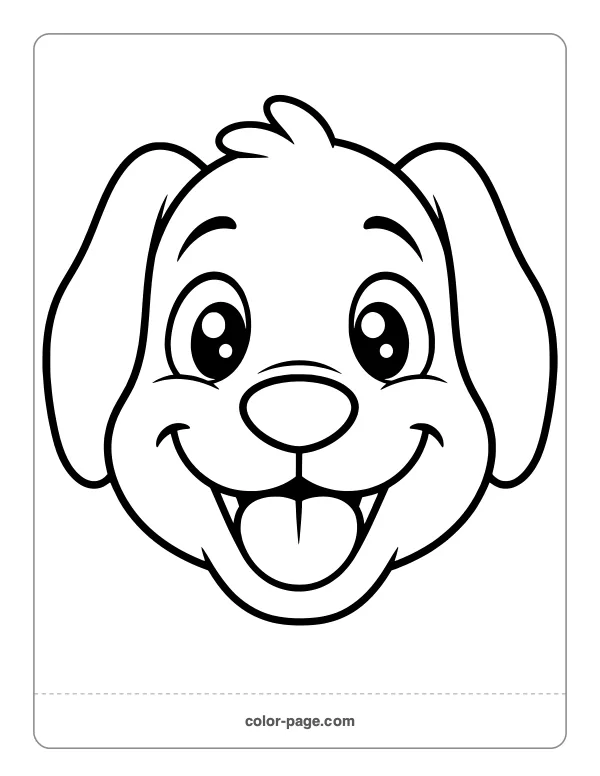 Big happy dog face coloring page