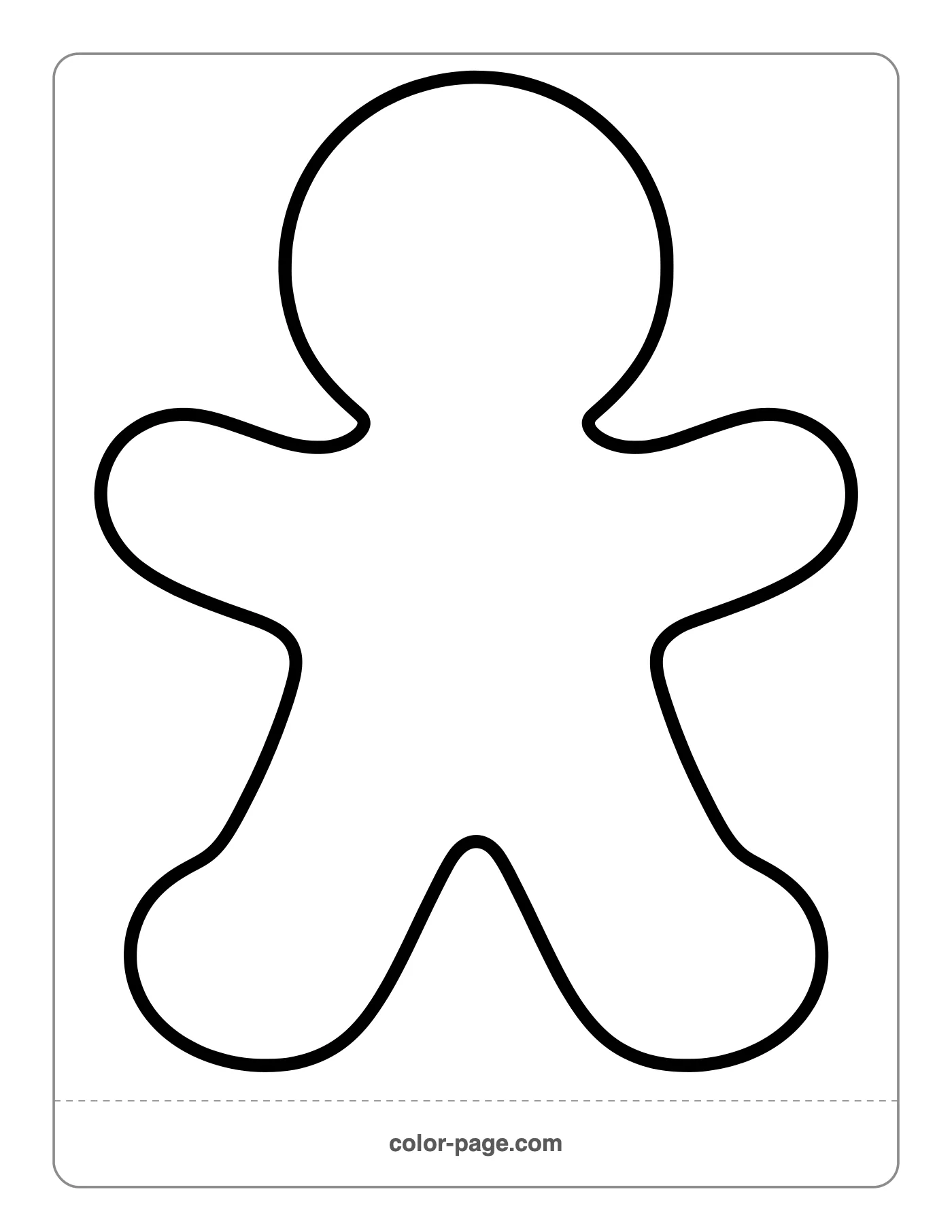Blank gingerbread man outline to decorate coloring page