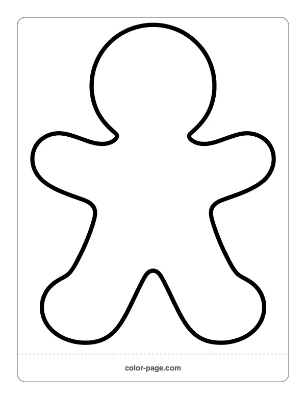 Blank gingerbread man outline to decorate coloring page