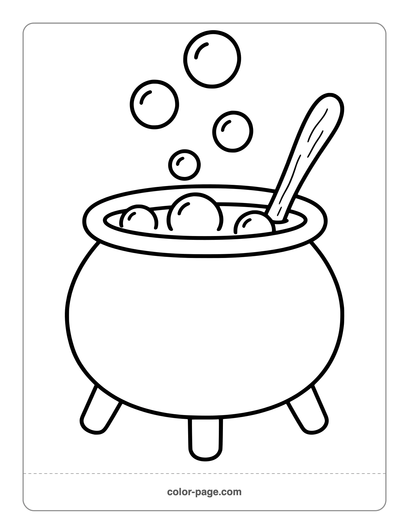 Bubbling witch cauldron coloring page