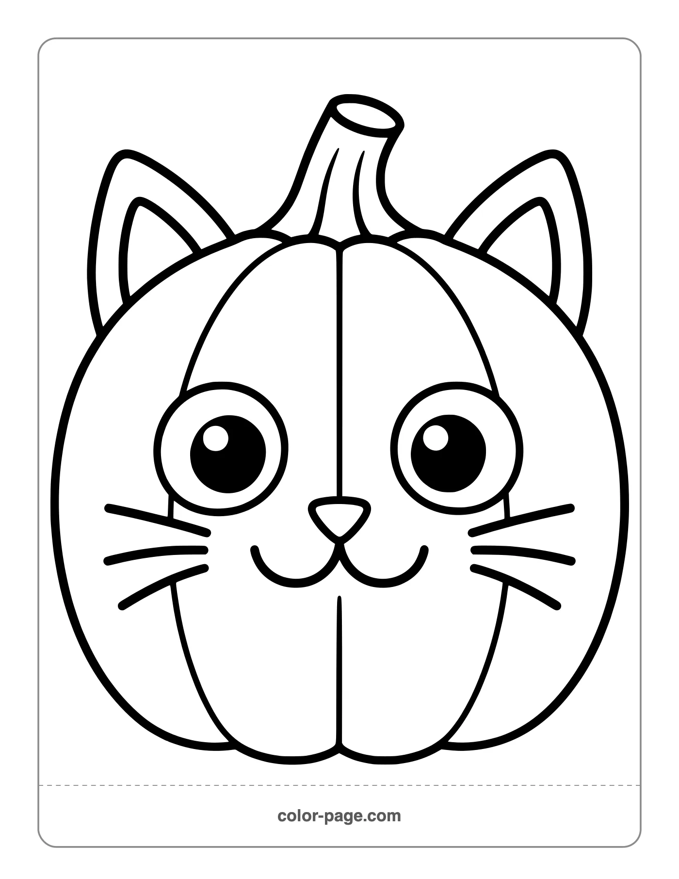 Pumpkin carved with a cat face coloring page