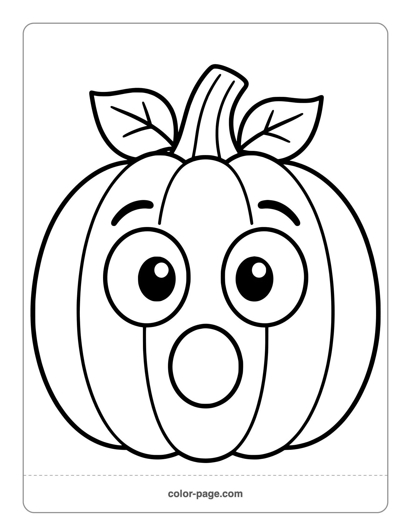 Surprised jack-o'-lantern face coloring page
