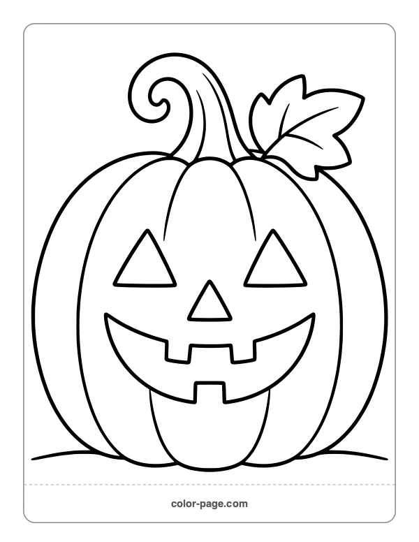 Smiling jack-o'-lantern pumpkin coloring page
