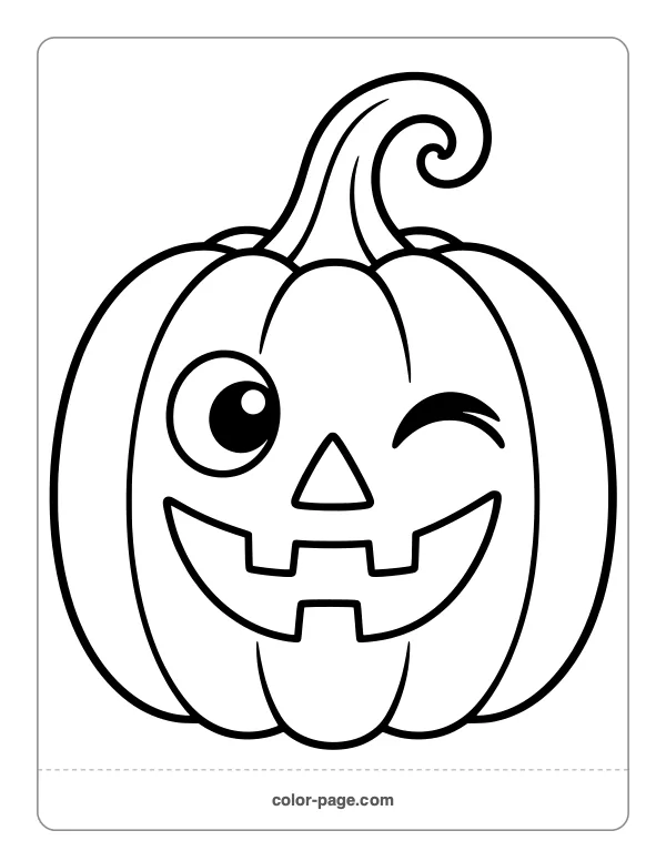 Jack-o'-Lantern Coloring Pages: Winking jack-o'-lantern coloring page