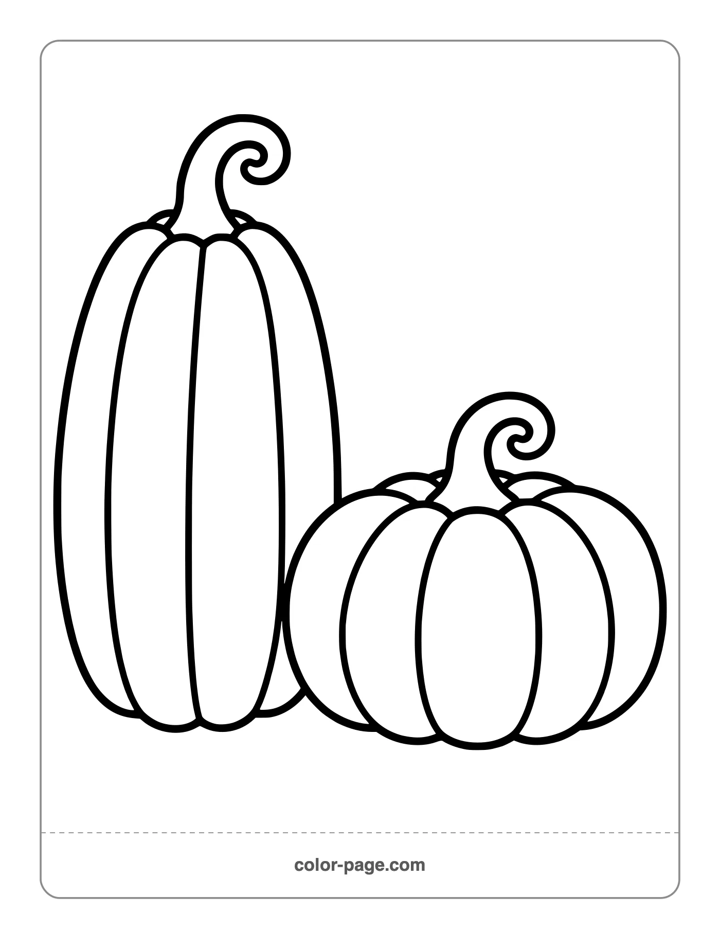 Tall pumpkin and short pumpkin side by side coloring page