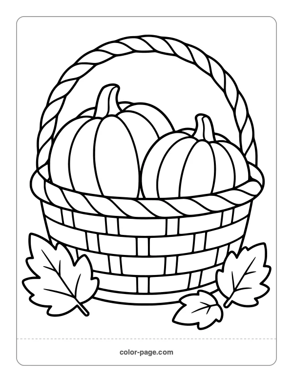 basket holding two pumpkins coloring page