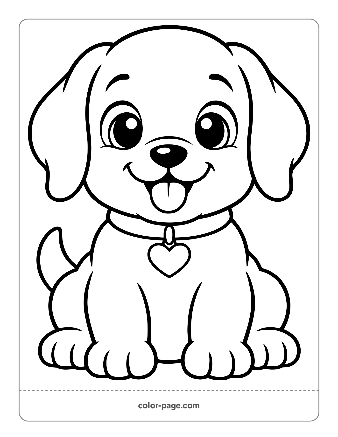 Simple cute sitting puppy coloring page for toddlers