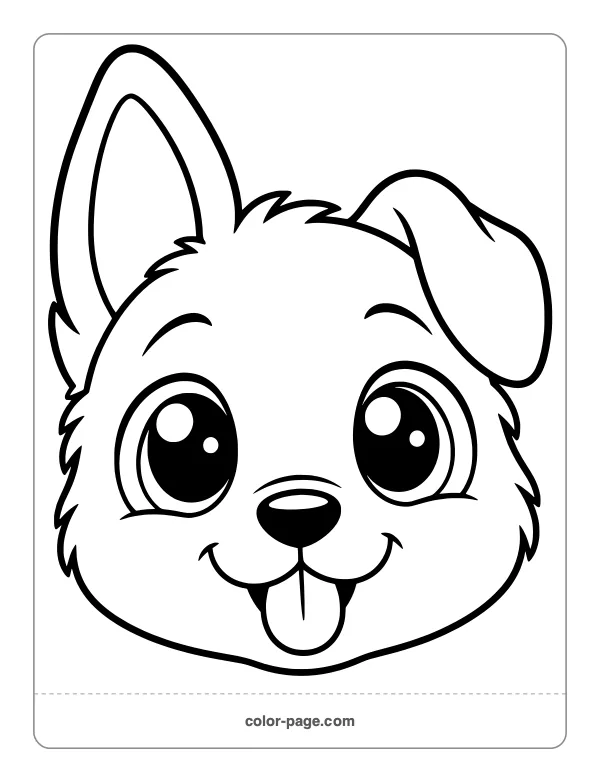 Cute puppy face close-up coloring page