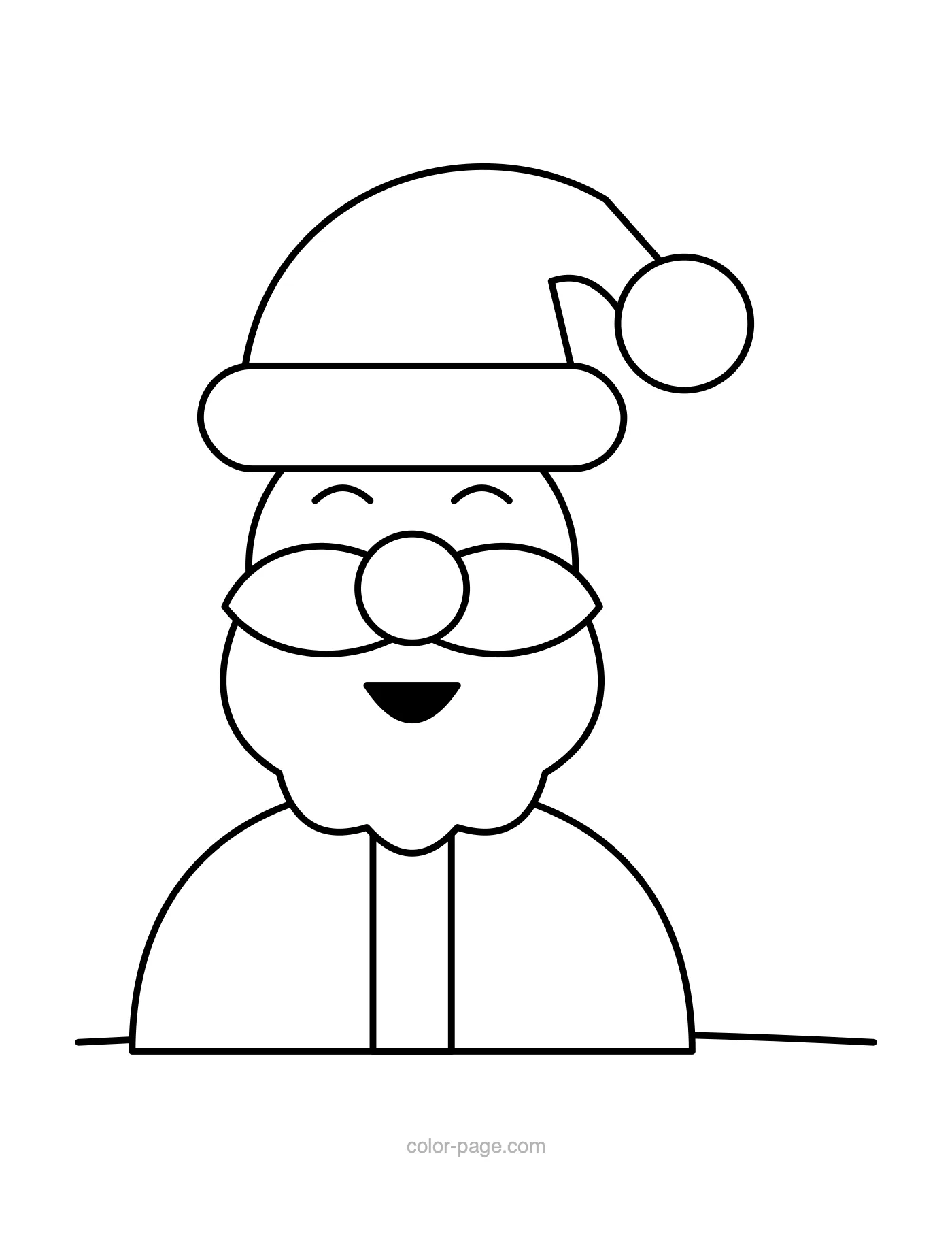 Big smiling Santa Claus face with fluffy beard coloring page