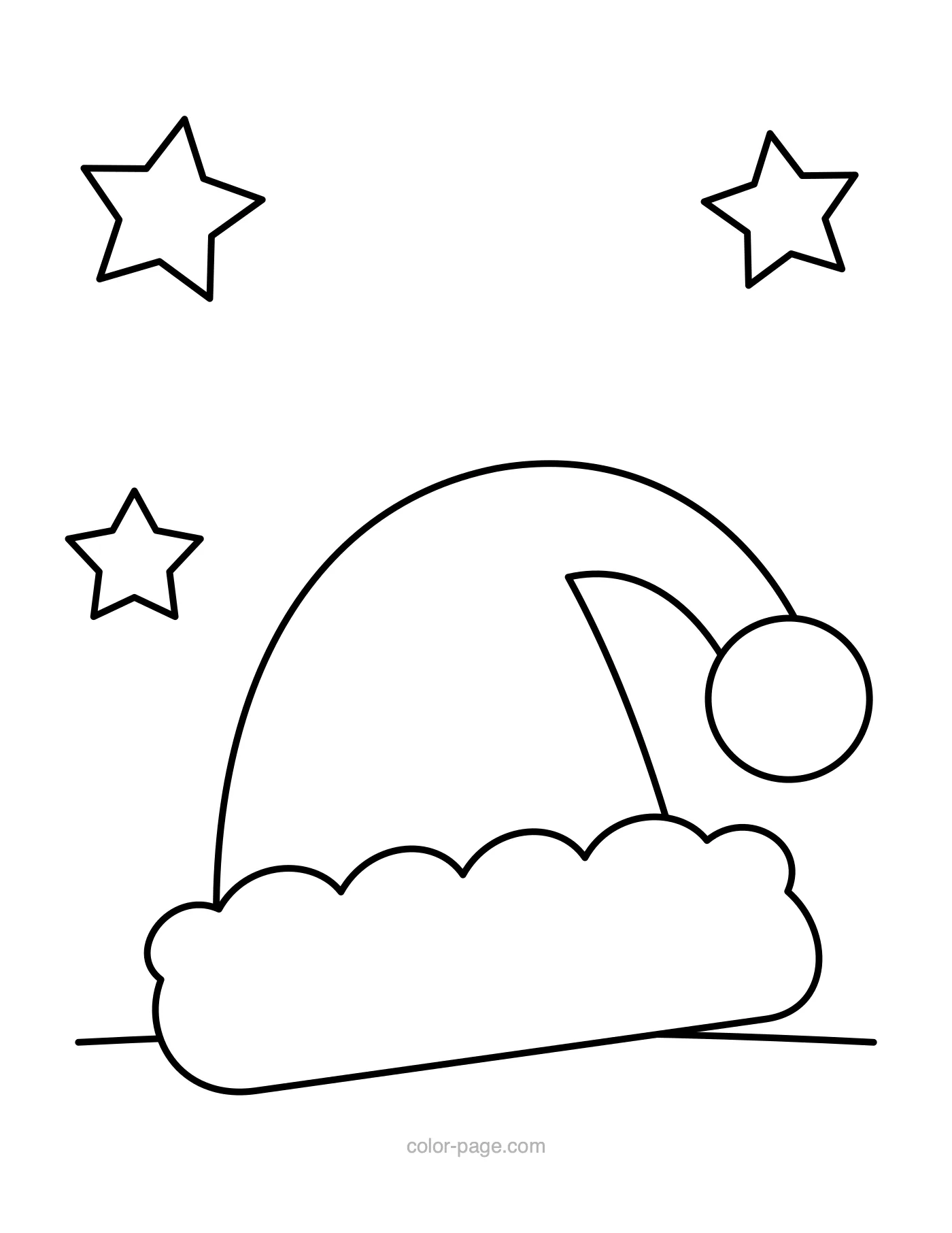 Big Santa hat with fluffy brim and pom-pom coloring page