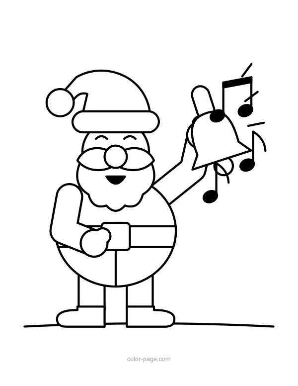 Santa Claus ringing a big bell coloring page