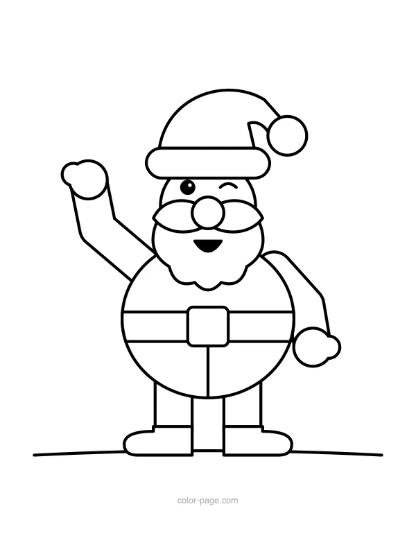 Santa Claus standing and waving hello coloring page