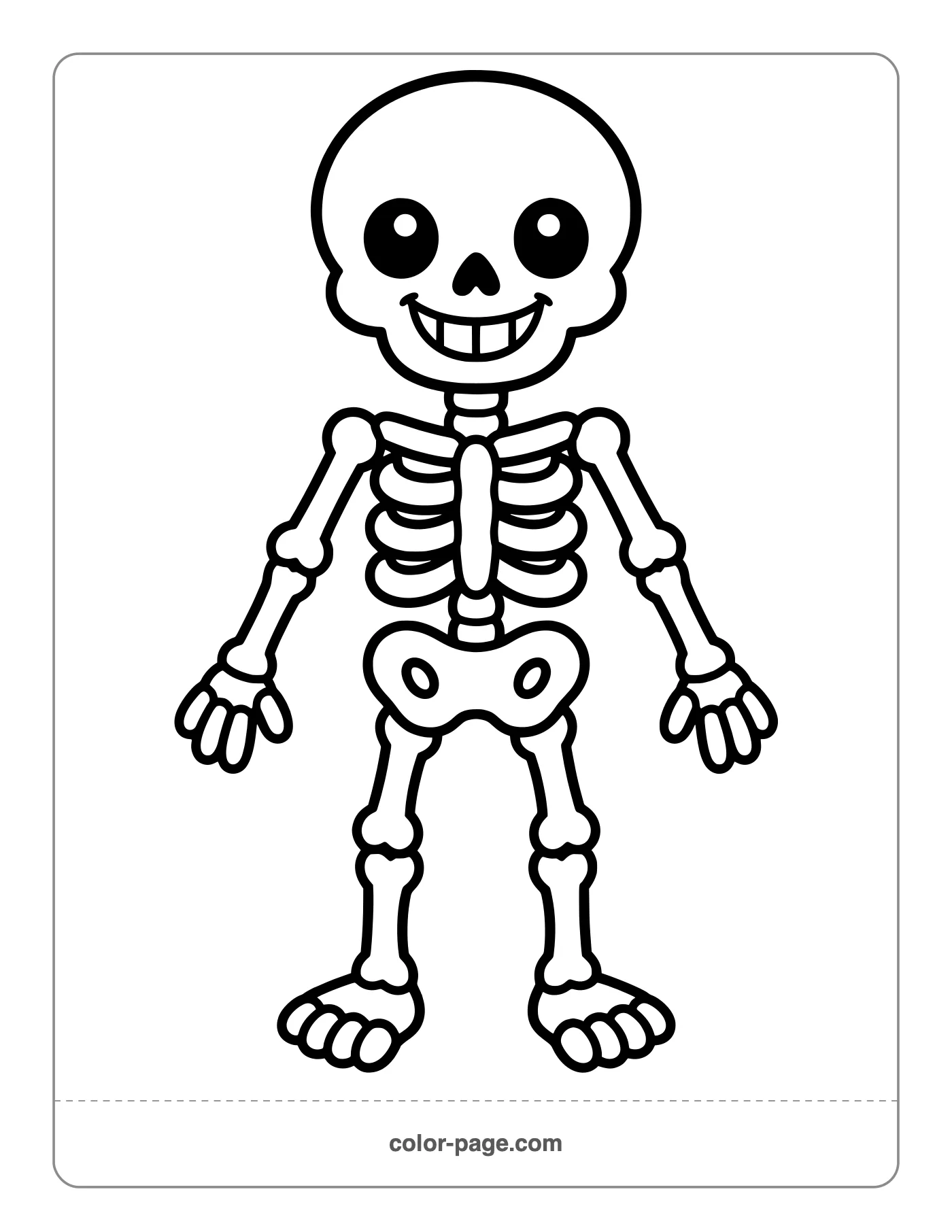Simple cartoon skeleton coloring page for toddlers