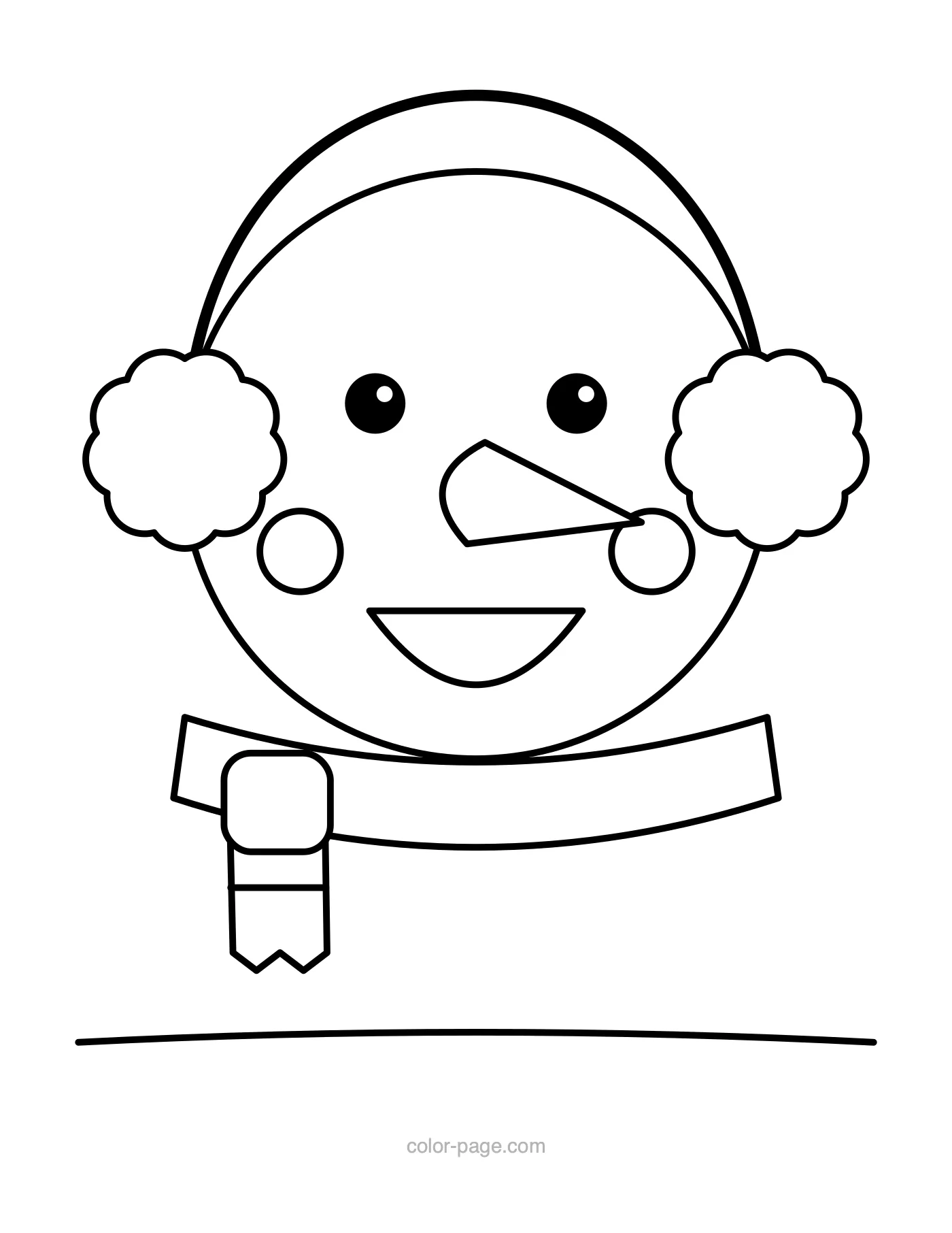 Big snowman face with earmuffs coloring page