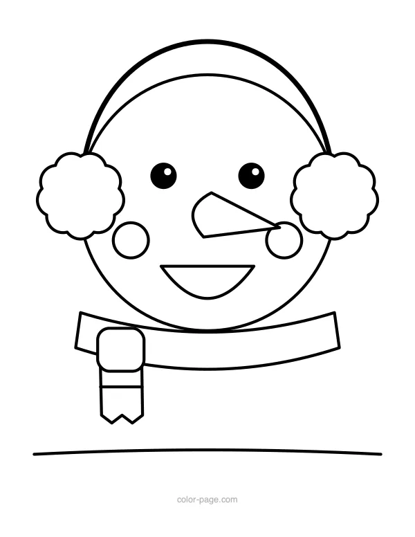 Big snowman face with earmuffs coloring page