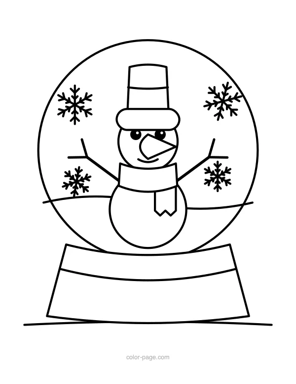 Snowman inside a snow globe coloring page